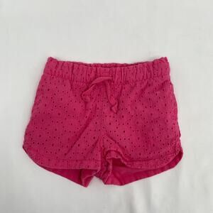 Cat & Jack Pink Embroidered Shorts Elastic Waist Tie Front 18 Months